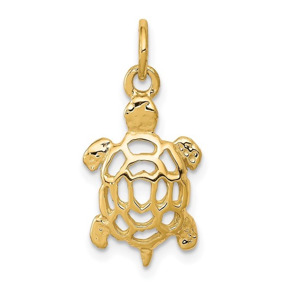 10k Yellow Gold Mini Turtle Necklace Charm Pendant